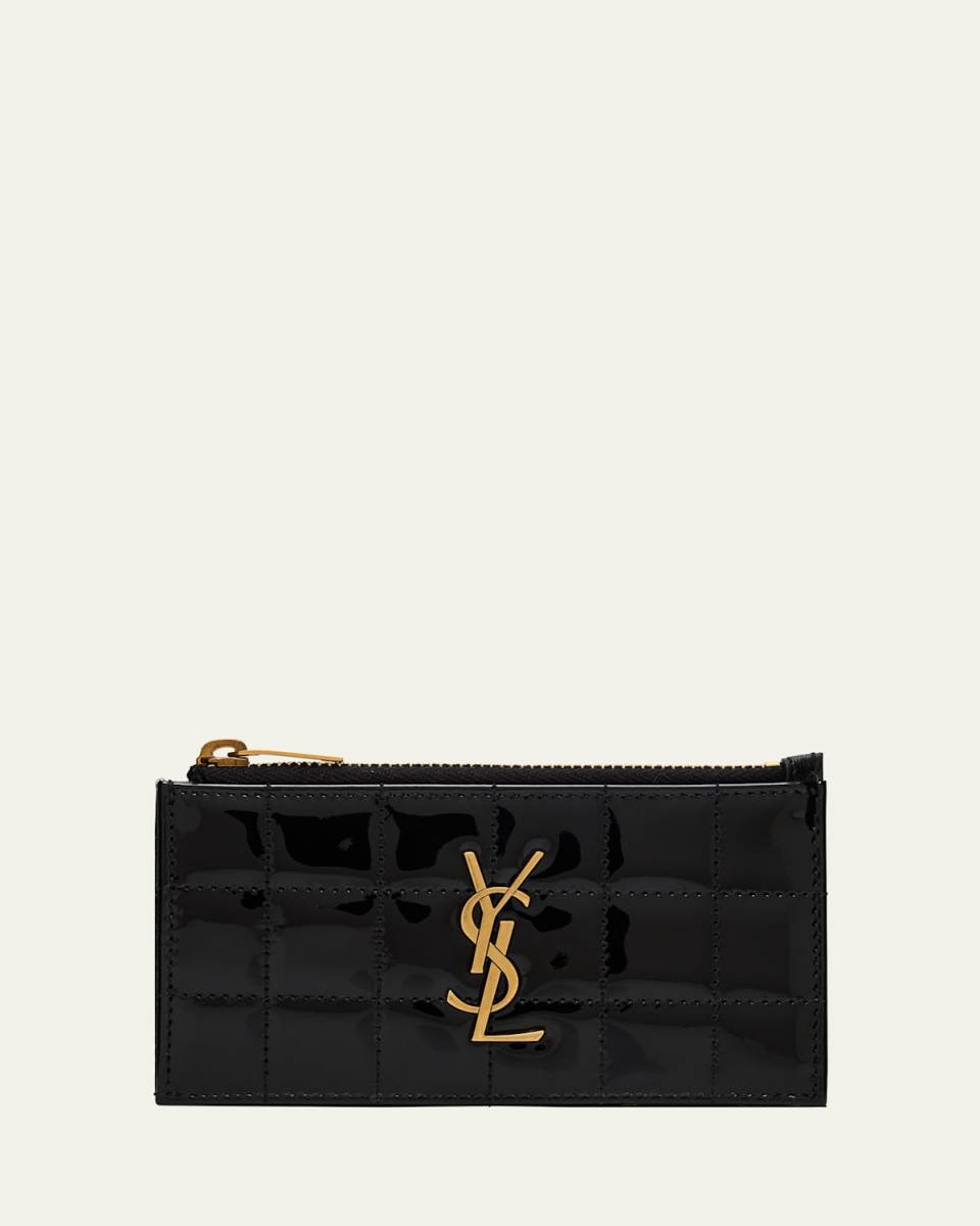 Fragments YSL Quilted Patent Zipped Card Holder